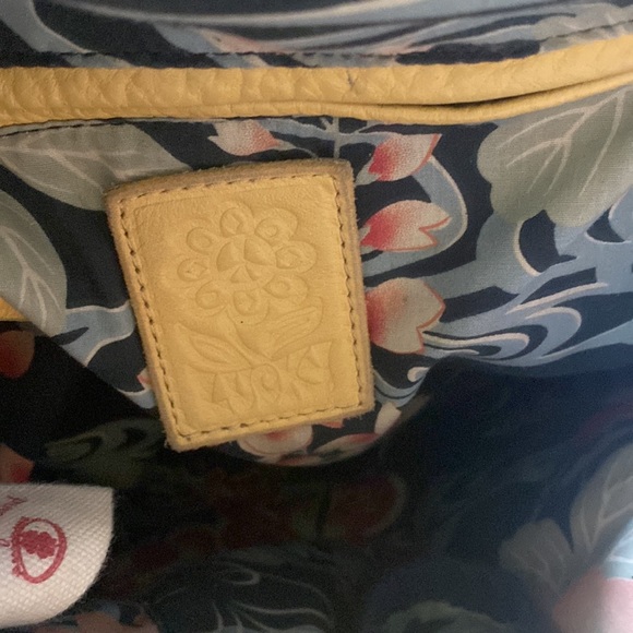 SOLD Lucky Brand Leather Tote Bag Yellow Vintage Pebbled - Picture 10 of 12